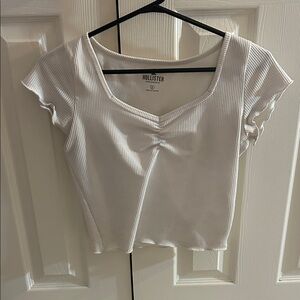 Hollister Women's White Ribbed Crop Top